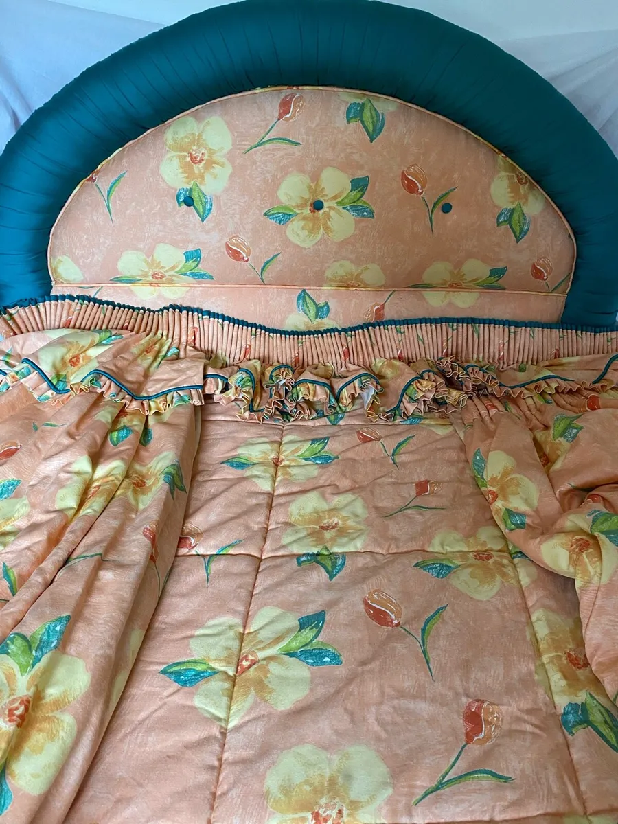 Double Bed Fabric Headboard & Curtains Set - Image 1