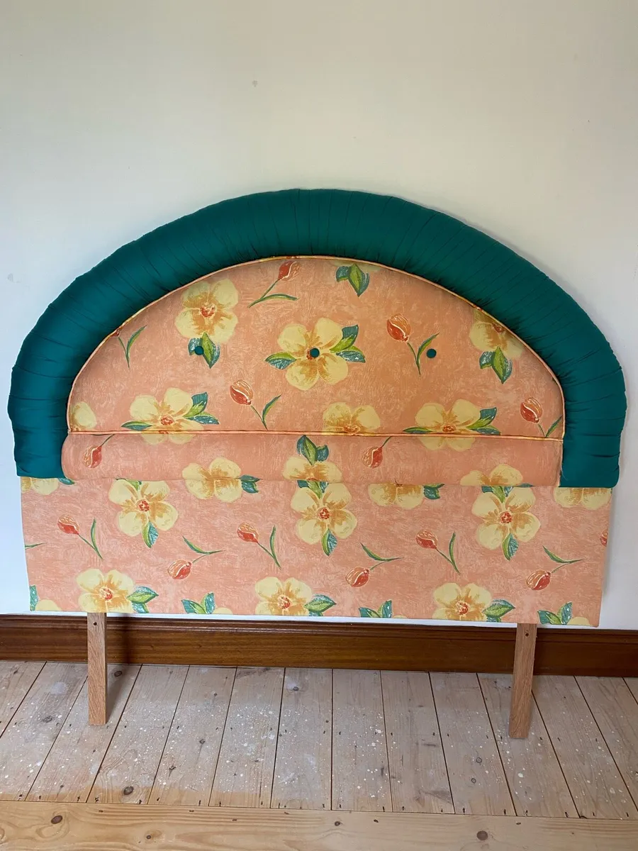 Double Bed Fabric Headboard & Curtains Set - Image 2