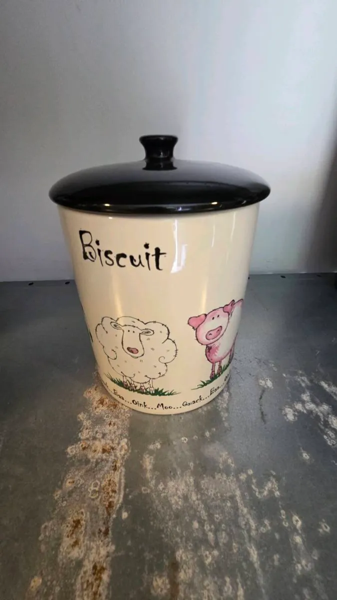"Home Farm" Ceramic Biscuit Jar - Image 1