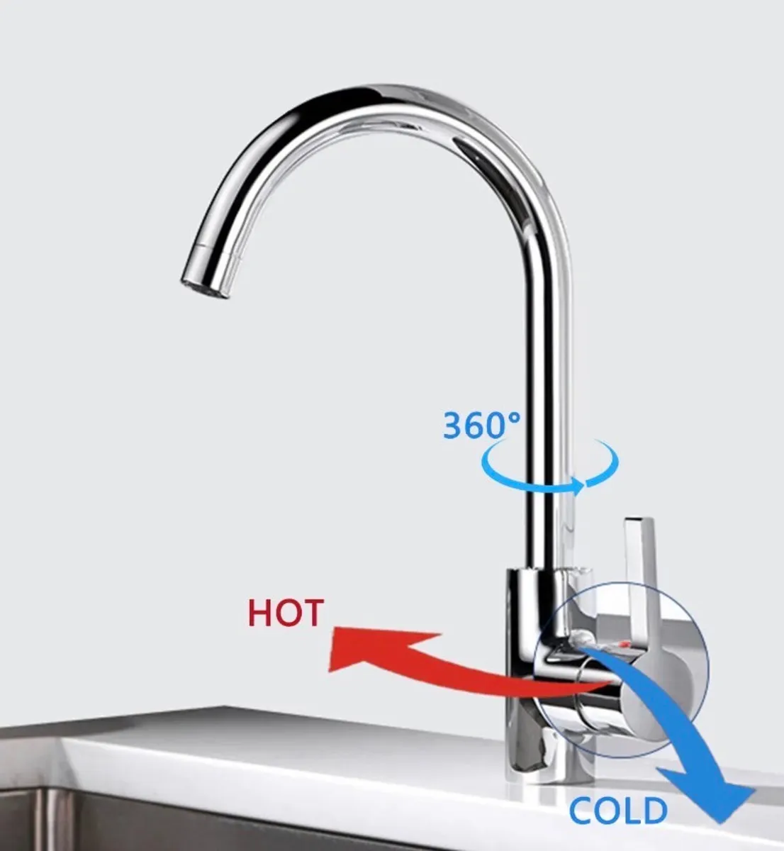 NEW Kitchen Sink Mixer Tap Mono Chrome Faucet - Image 3