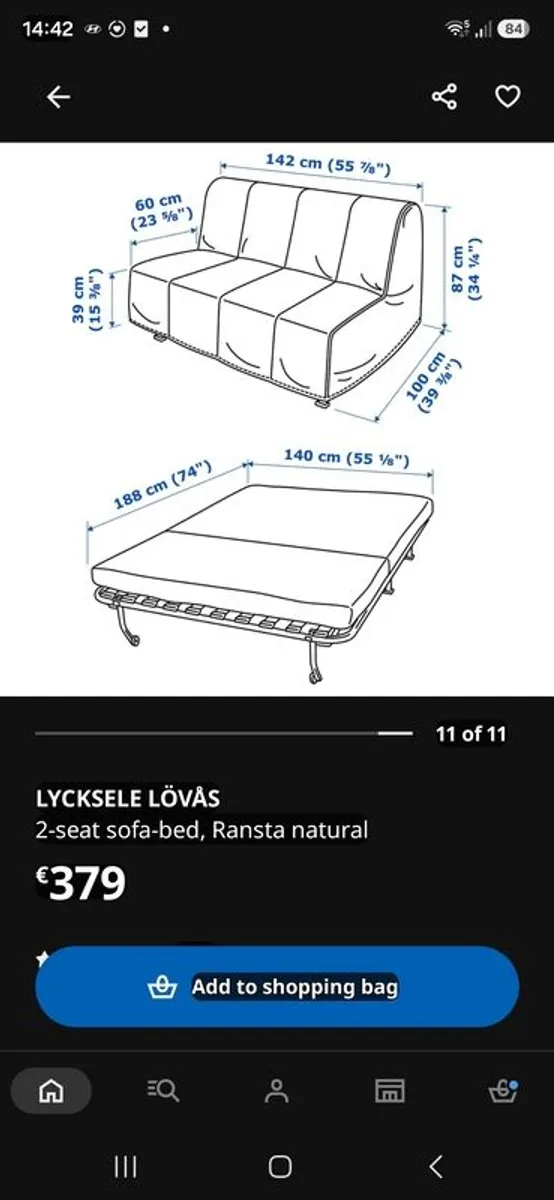 Ikea Lycksele Lovas Sofa Bed - Image 3