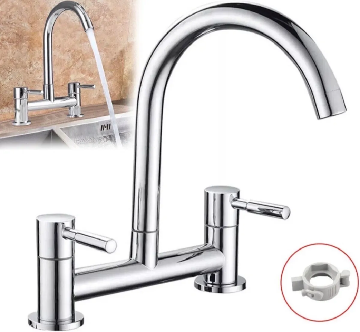 Chrome Kitchen Sink Mixer Tap Faucet NEW - Image 1