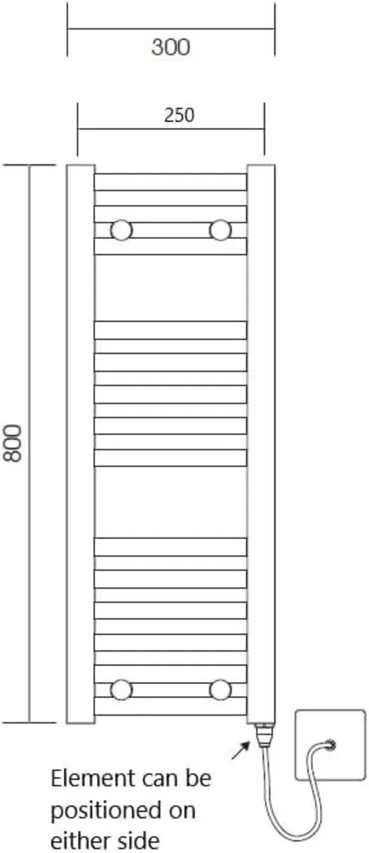 Electric Heated Towel Rail Straight 300MM - Image 2