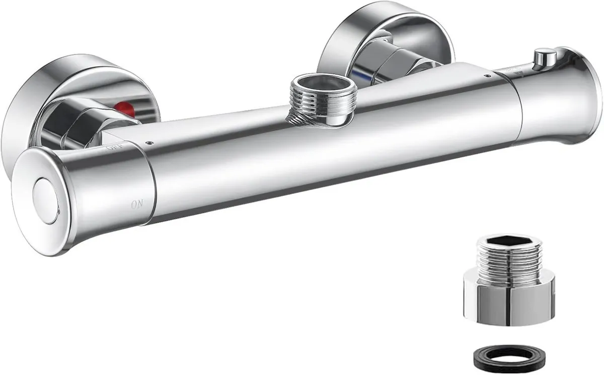 Chrome Thermostatic Shower Mixer Adjustable Riser - Image 1