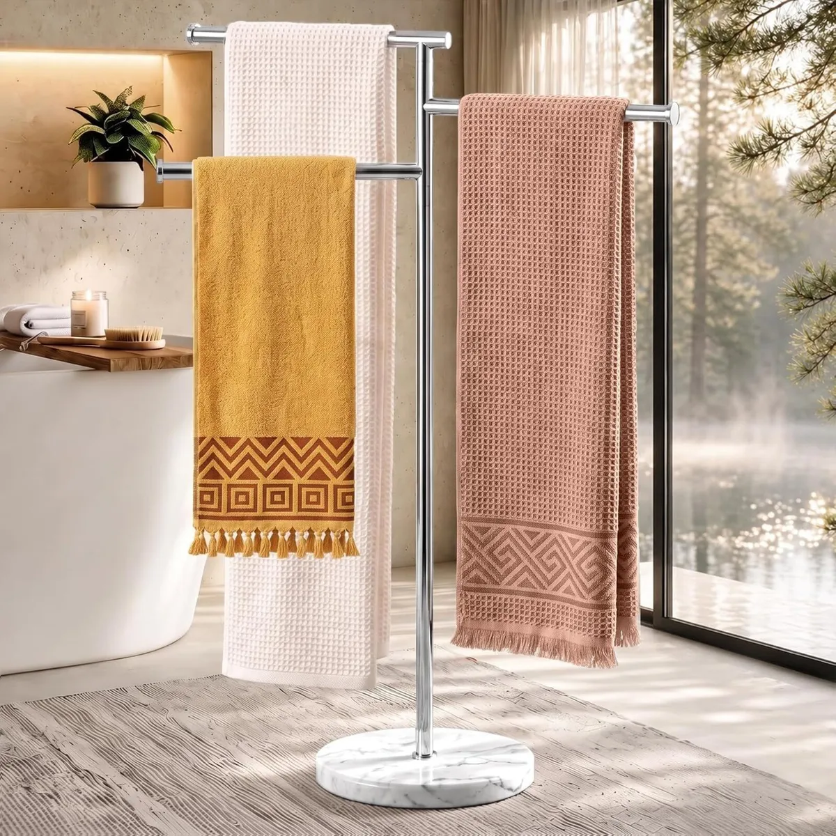 Free Standing Towel Holder Rail with Swivel Arms - Image 1
