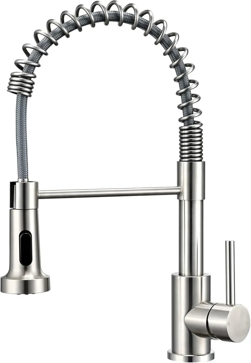 Kitchen Taps with Pull Out Spray Brushed Nickel - Image 1