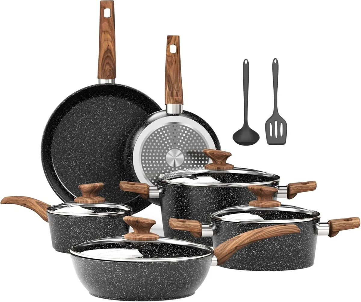 12-Piece Induction Hob Pots and Pans Set Non - Image 1