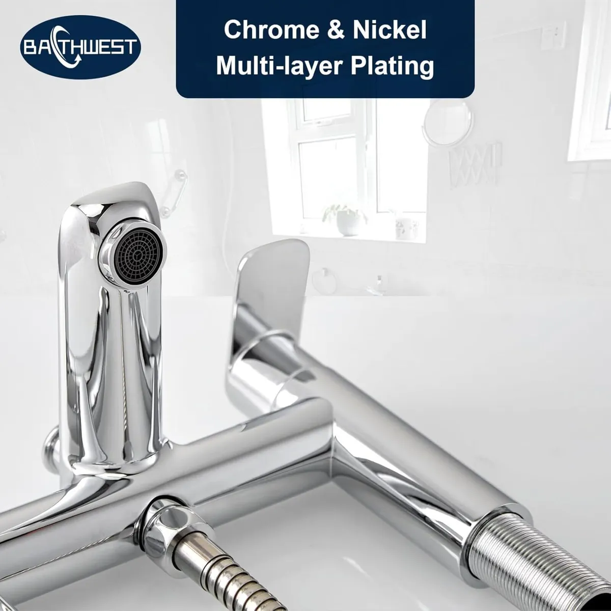 Bathroom Taps with Shower Sink Attachment Chromed - Image 3