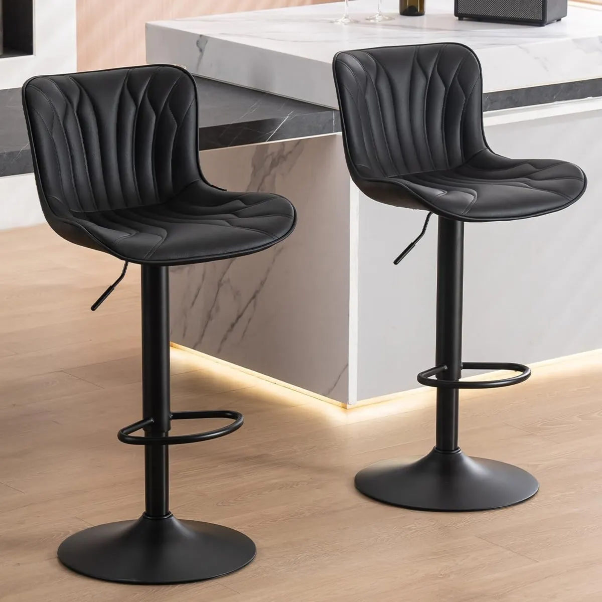 Bar Stools Swivel Breakfast Barstools Faux - Image 1