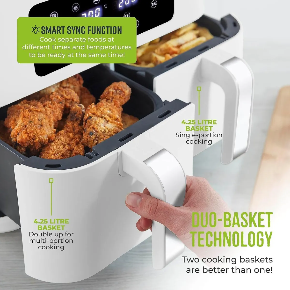 T17137wht Vortx 8.5L Dual Basket Air Fryer - Image 4