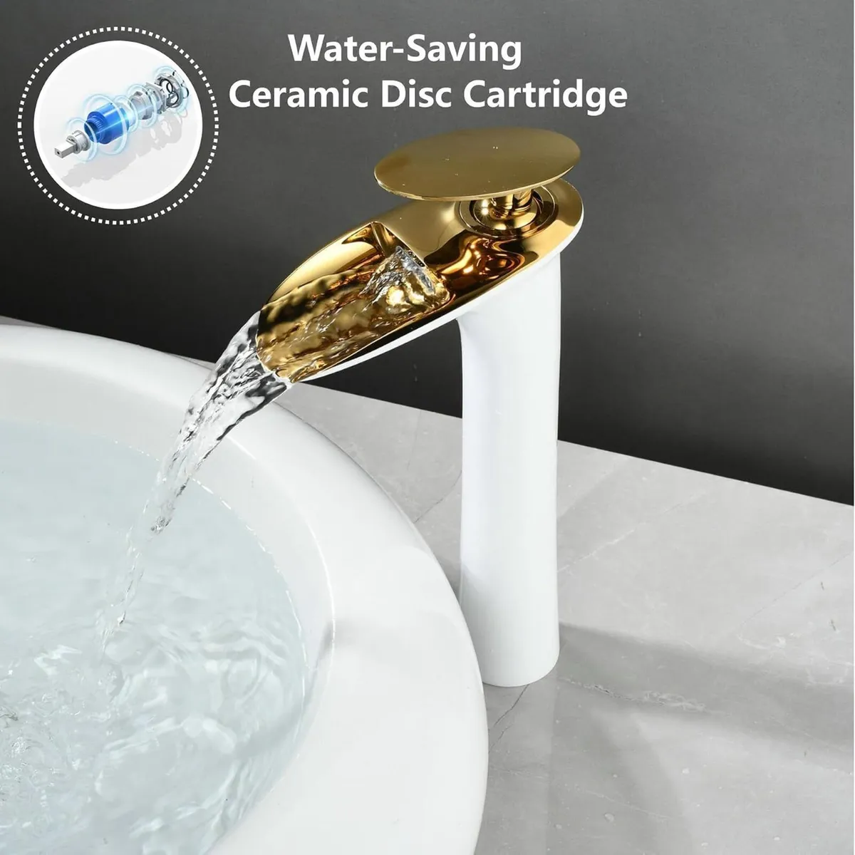 Bathroom Mixer Tap Whitegold Basin Sink Taps Brass - Image 3