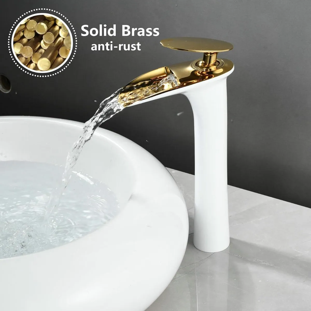 Bathroom Mixer Tap Whitegold Basin Sink Taps Brass - Image 2