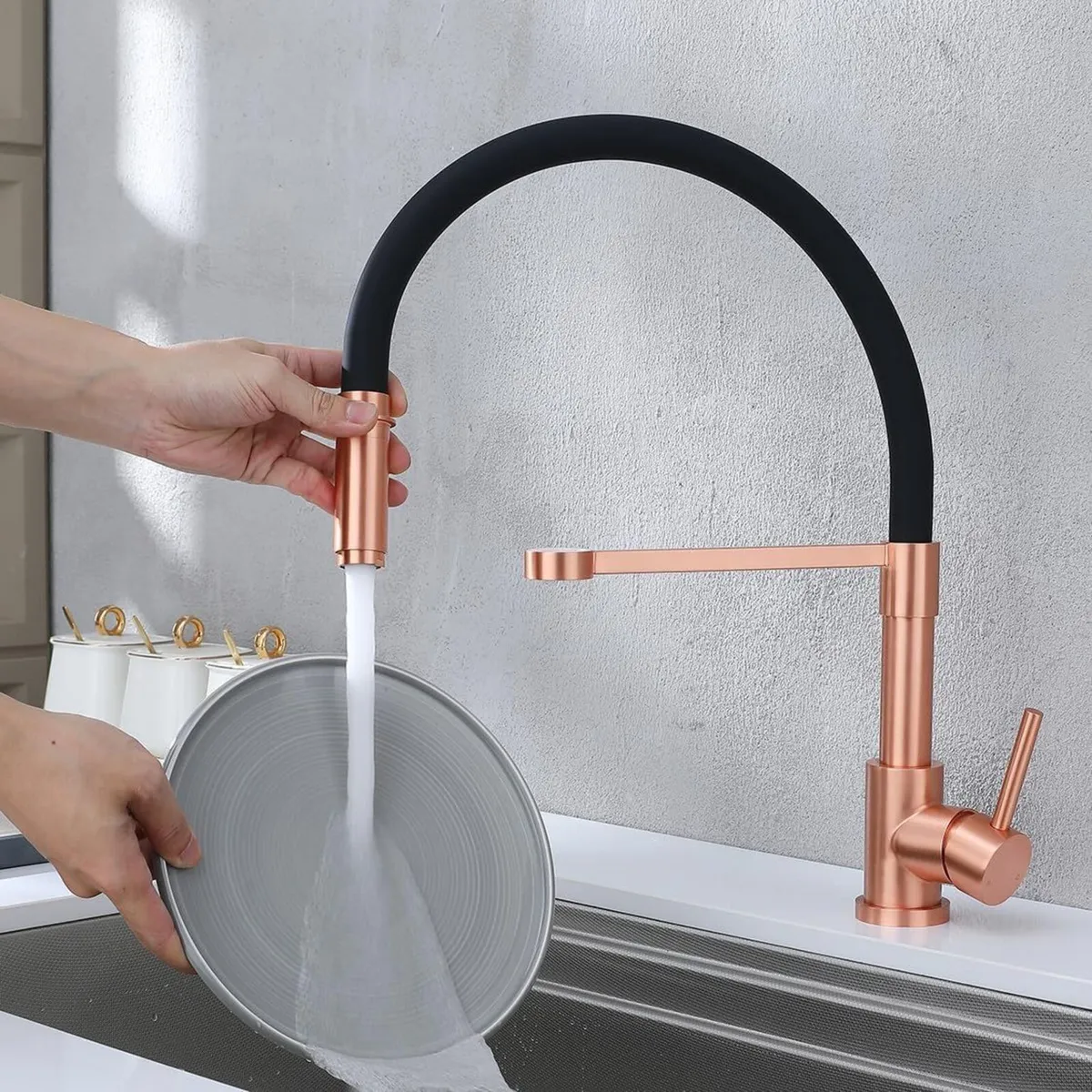 Copper Kitchen Tap Pull Down Sprayer Swivel Mixer - Image 2