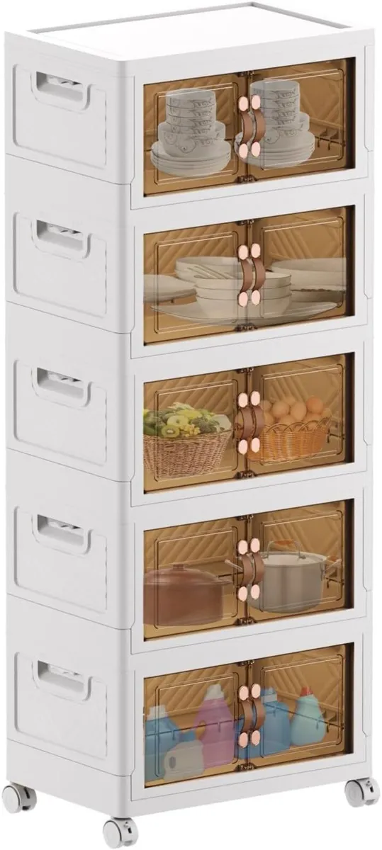 Folding Cabinet with Lids Storage Bins - Image 1