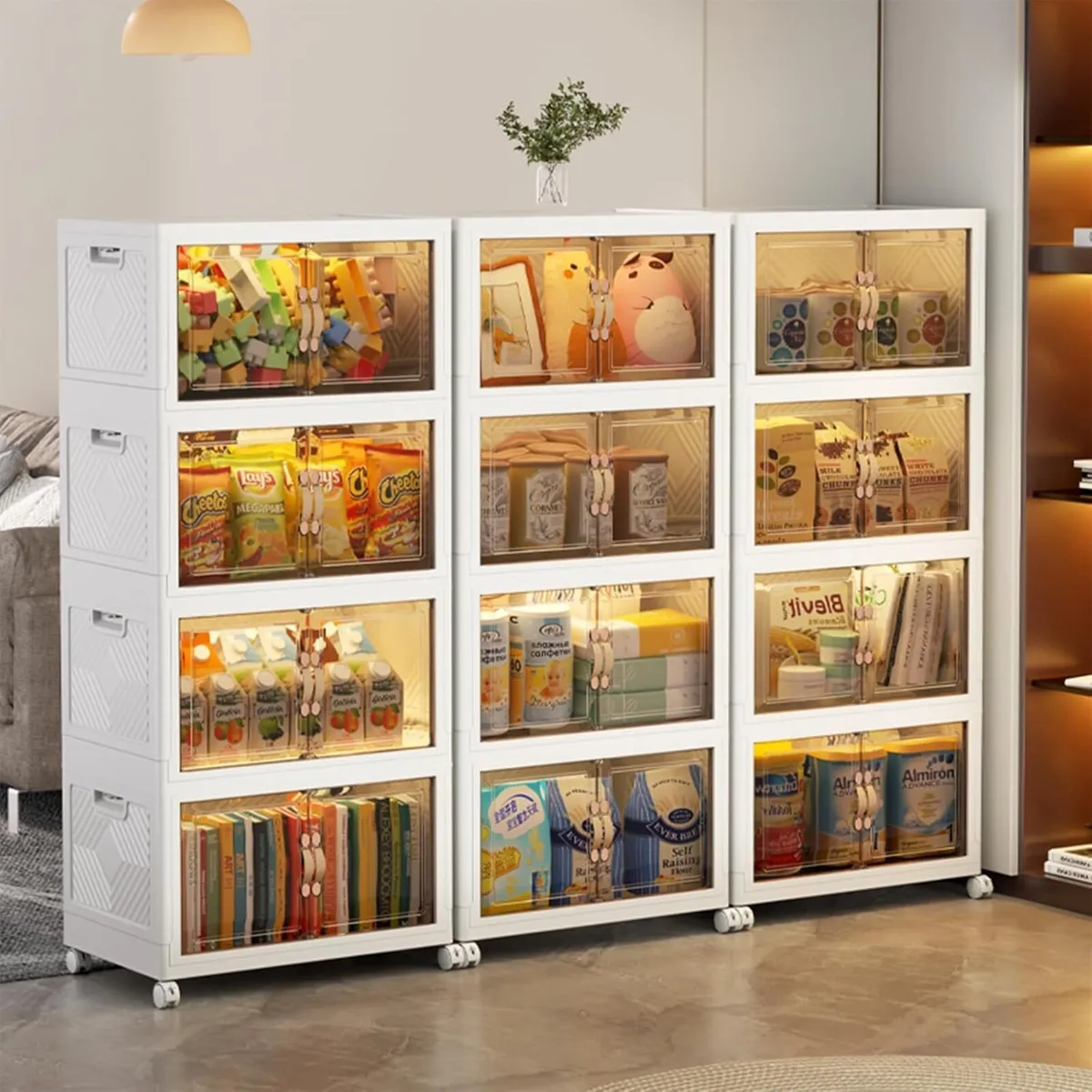 Folding Cabinet with Lids Storage Bins - Image 2