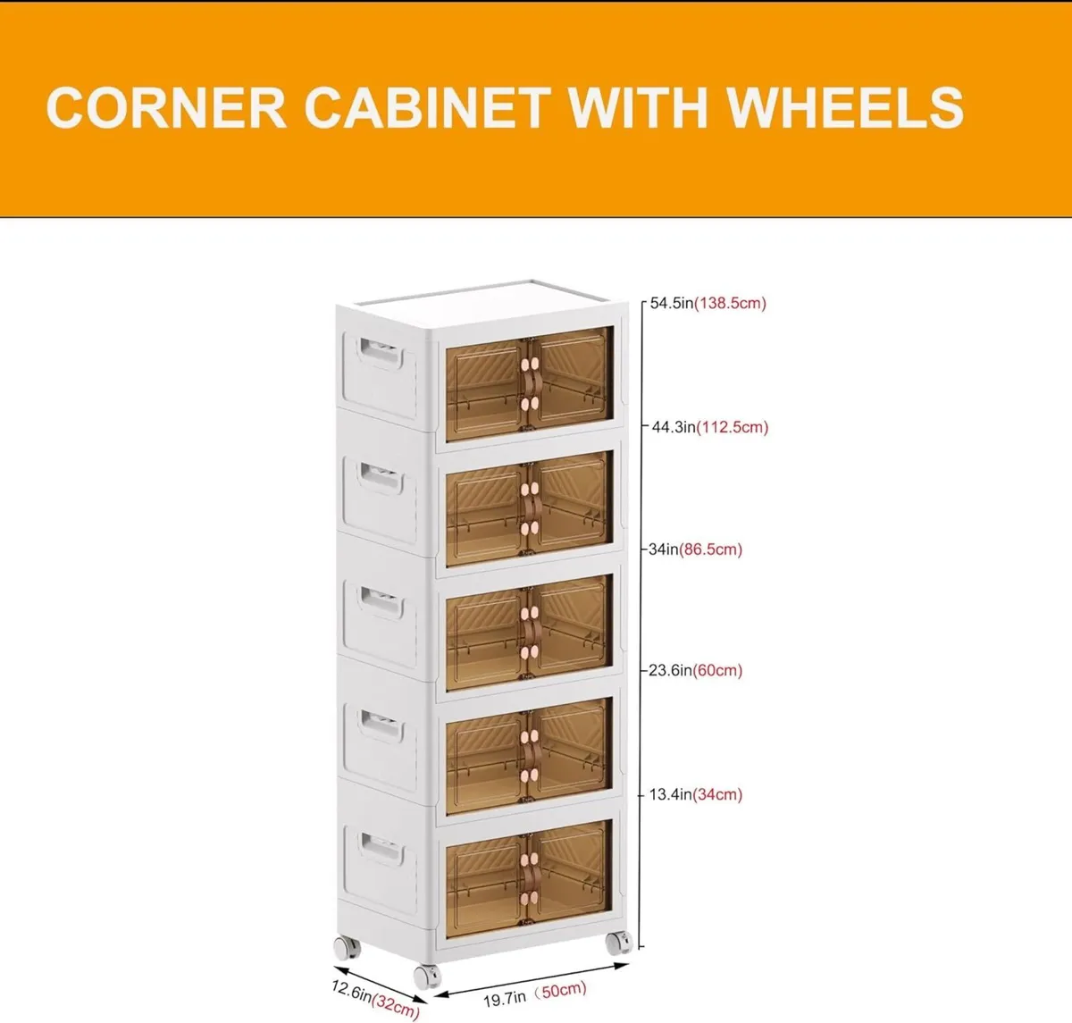 Folding Cabinet with Lids Storage Bins - Image 3
