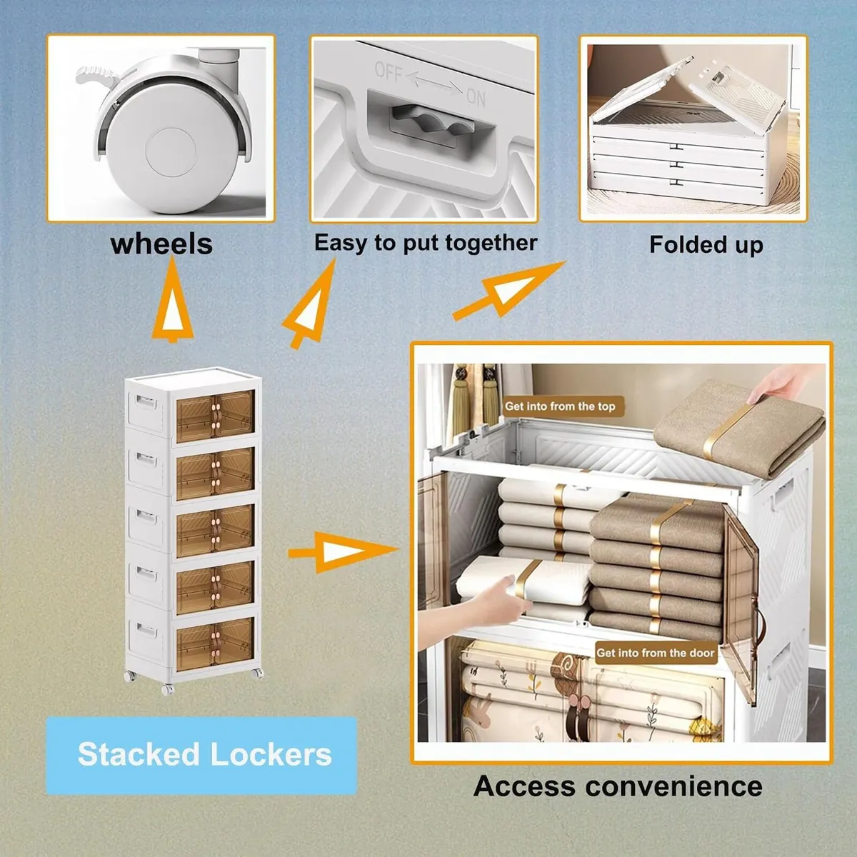 Folding Cabinet with Lids Storage Bins - Image 4