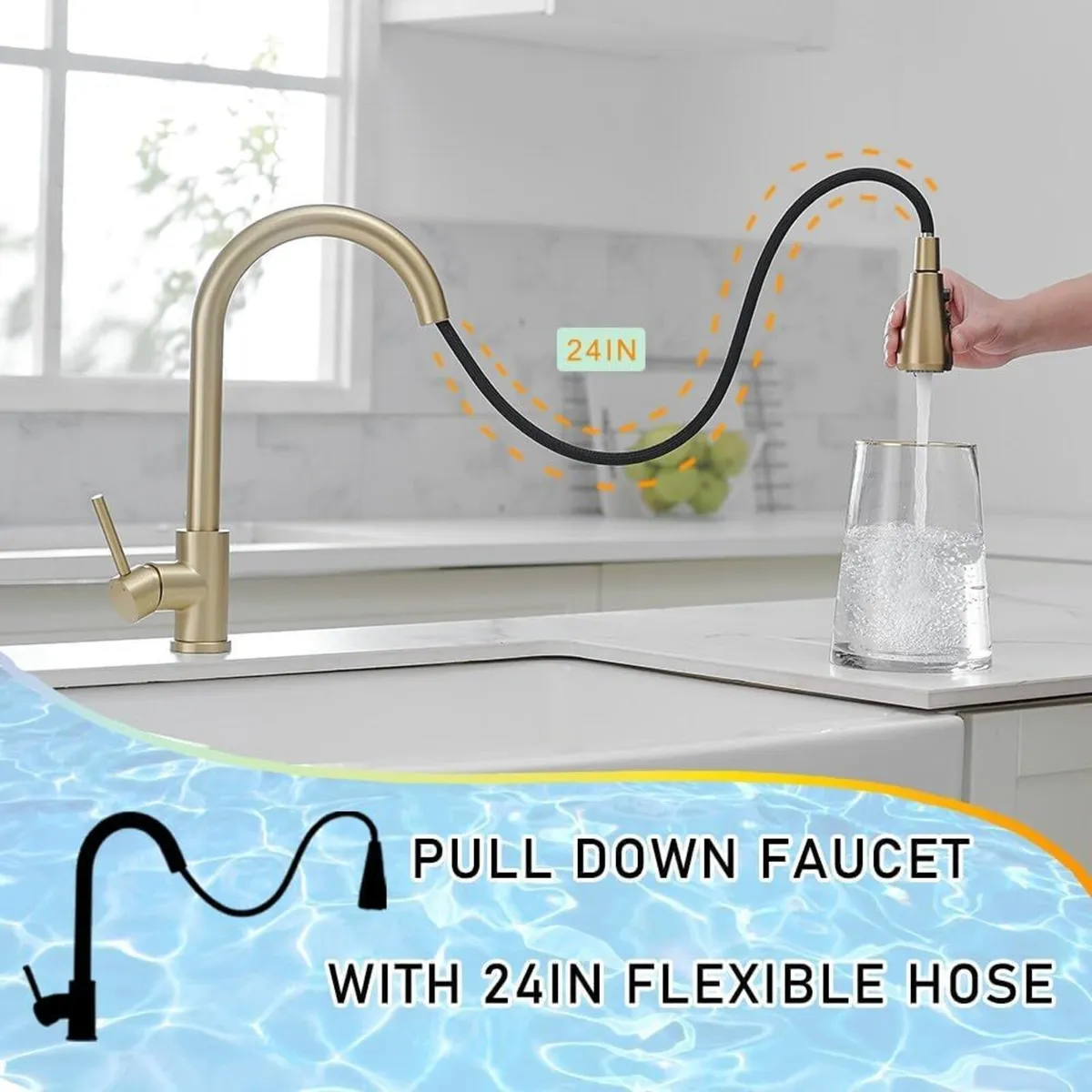 Kitchen Sink Mixer Tap with Pull Down Sprayer - Image 4