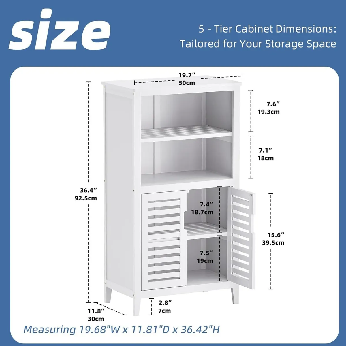 Bathroom Floor Storage Cabinet Bamboo - Image 3