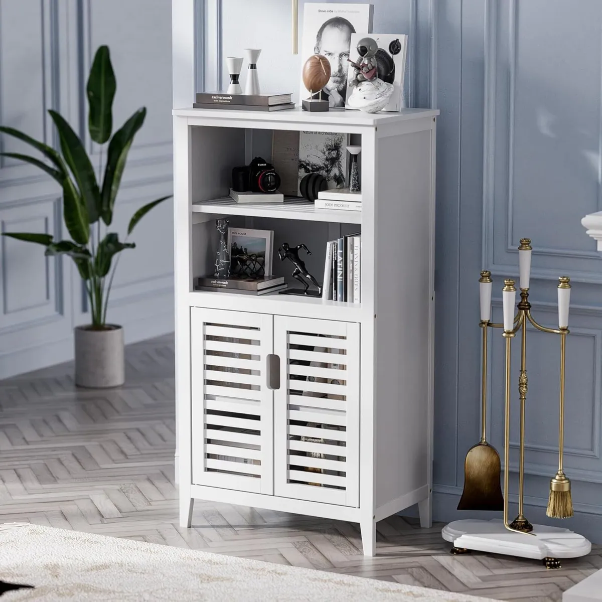 Bathroom Floor Storage Cabinet Bamboo - Image 2