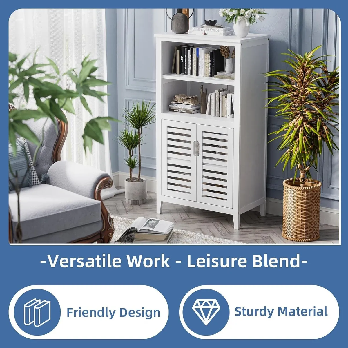 Bathroom Floor Storage Cabinet Bamboo - Image 4