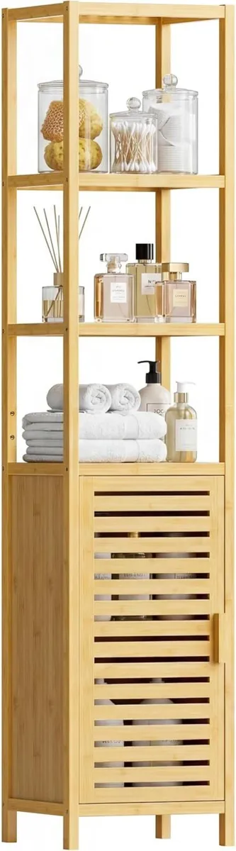 Bathroom Storage Cabinet 6-Tier Bamboo Tall - Image 1