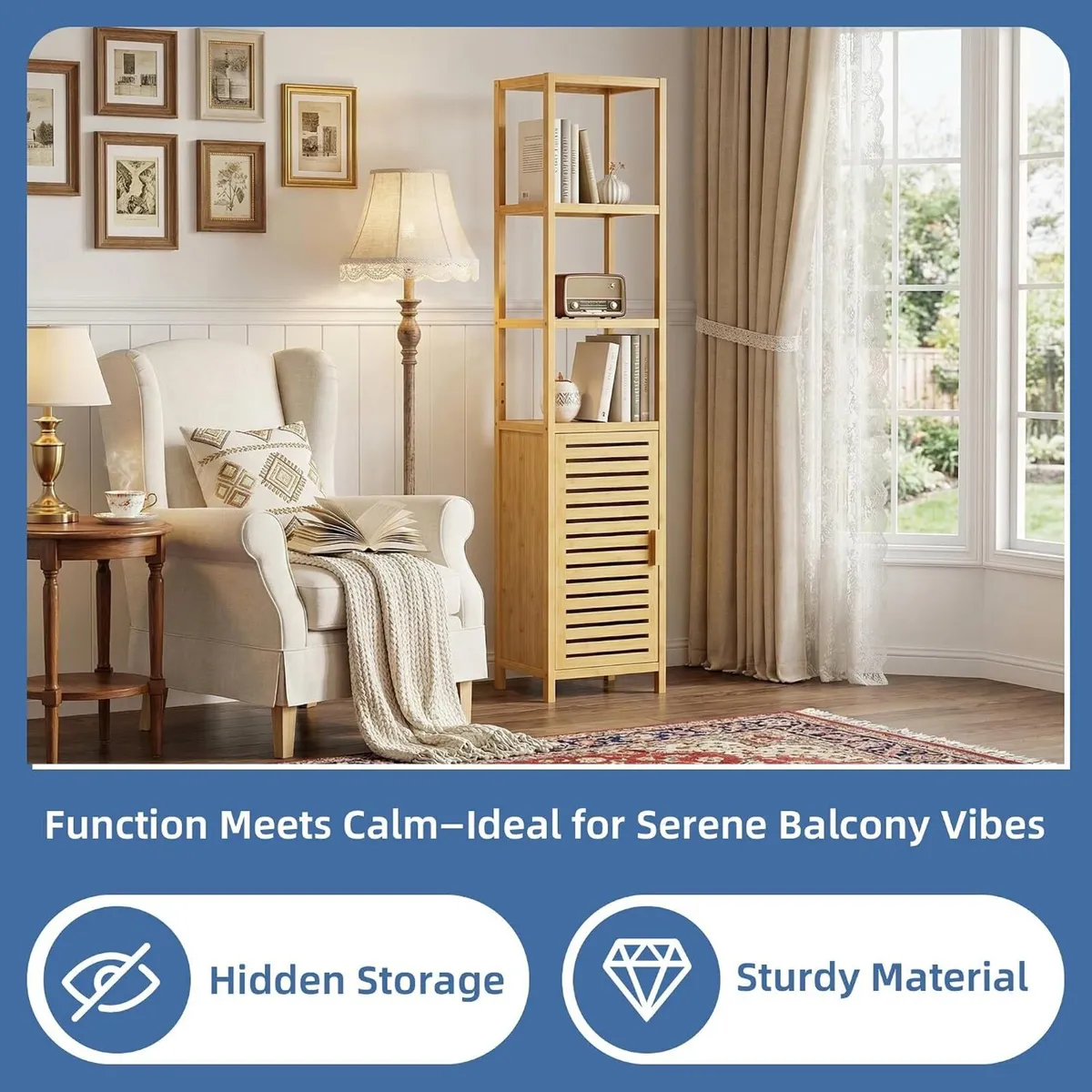 Bathroom Storage Cabinet 6-Tier Bamboo Tall - Image 4