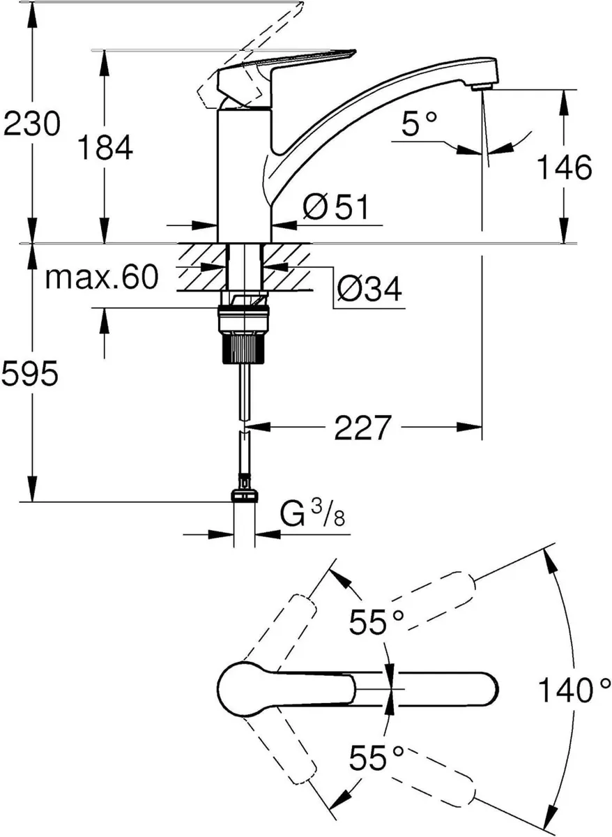 Start Quickfix Single Lever Kitchen Sink Mixer Tap - Image 4