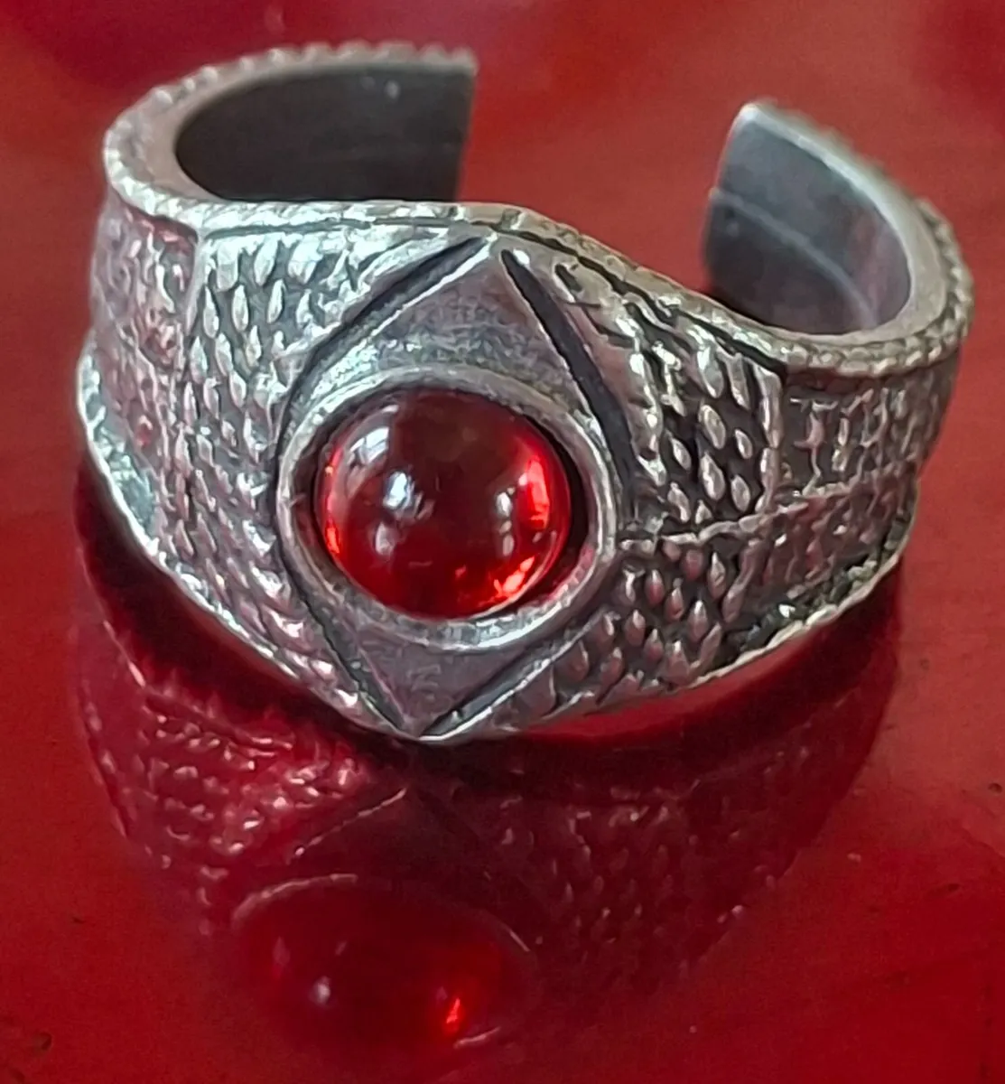 Vintage Statement Ring with Red Gemstone ... - Image 1