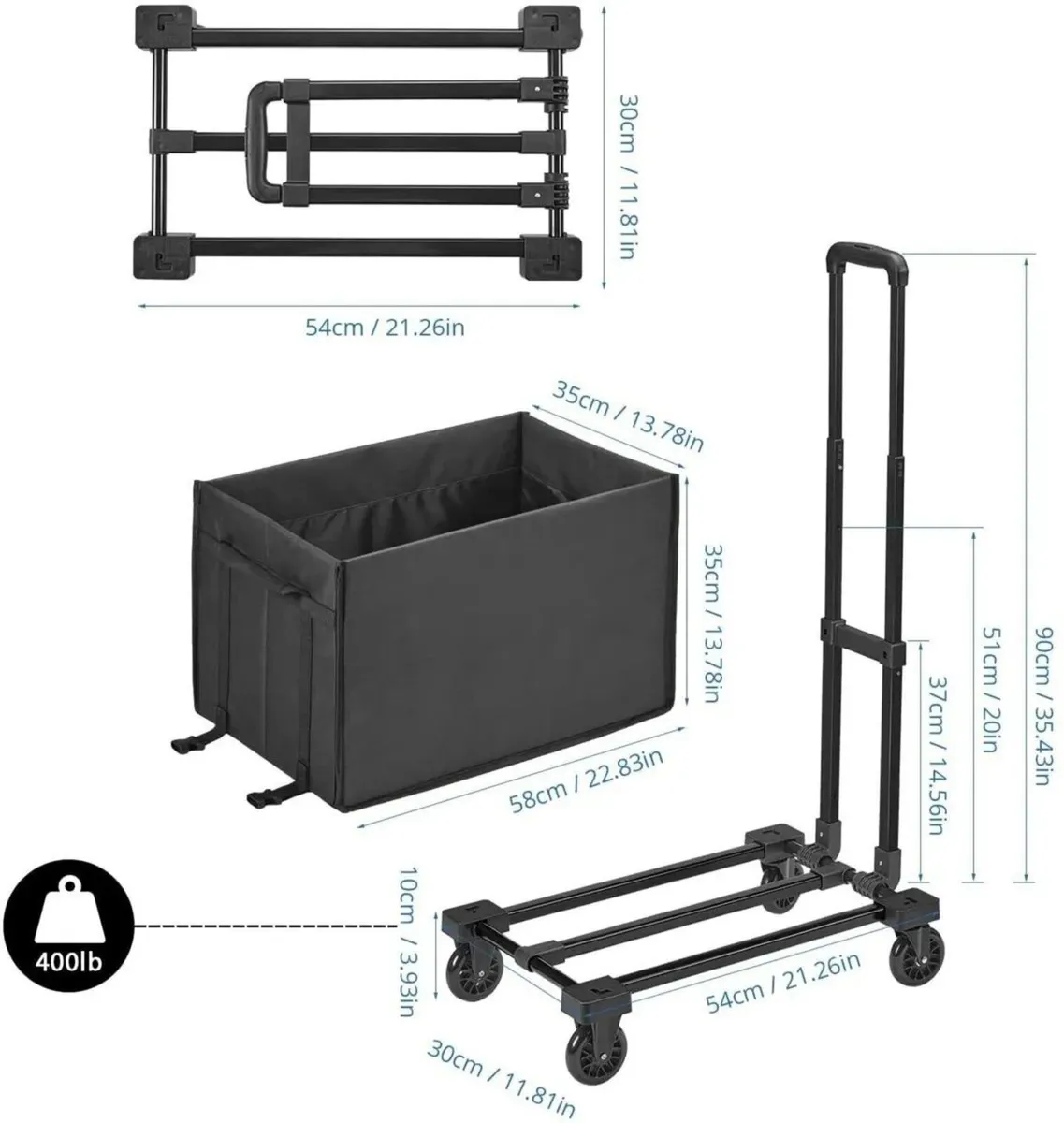 Hand Truck 2 in 1 Heavy Duty Folding Cart - Image 3