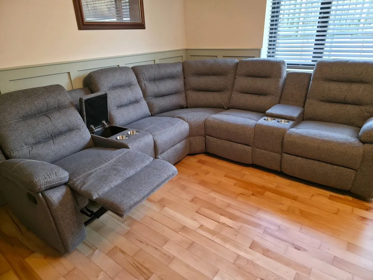 Apollo Corner Dark-Light Grey Fabric Recliner Sofa - Image 4