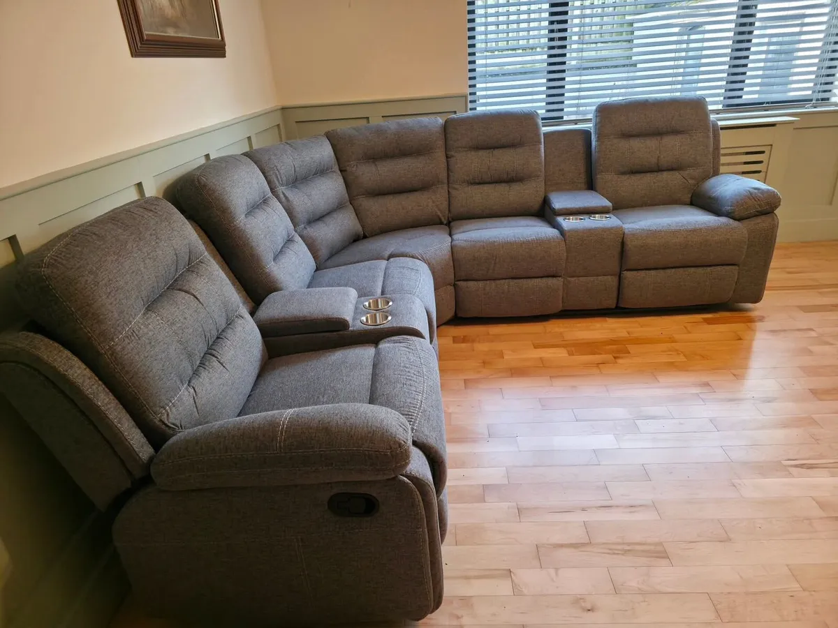 Apollo Corner Dark-Light Grey Fabric Recliner Sofa - Image 3