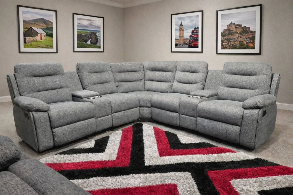 Apollo Corner Dark-Light Grey Fabric Recliner Sofa - Image 2