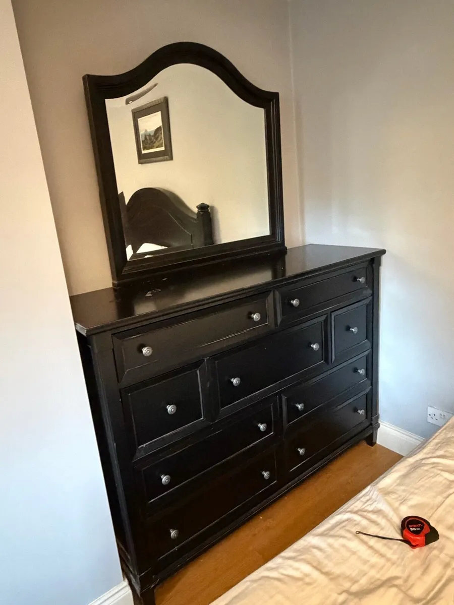 Black Wood Dresser and Mirror - Image 1