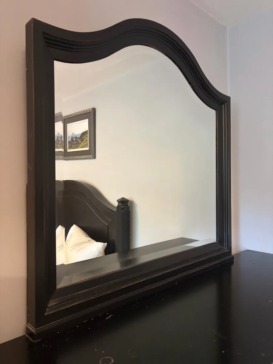 Black Wood Dresser and Mirror - Image 2