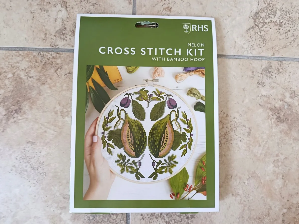 RHS Cross Stitch Kit, Melon Design, 8"- 21 cm - Image 1