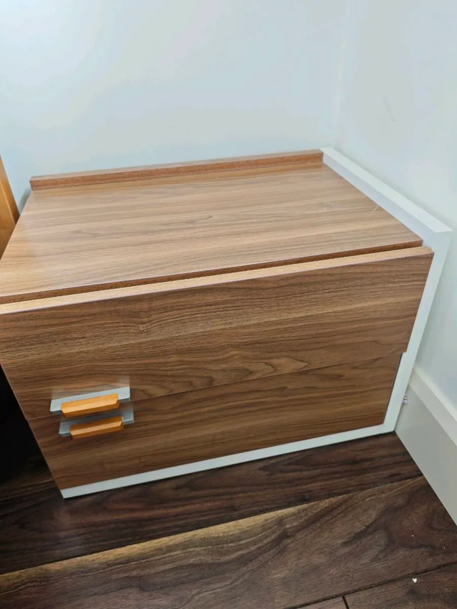 Super king size bed frame, bed side lockers - Image 3