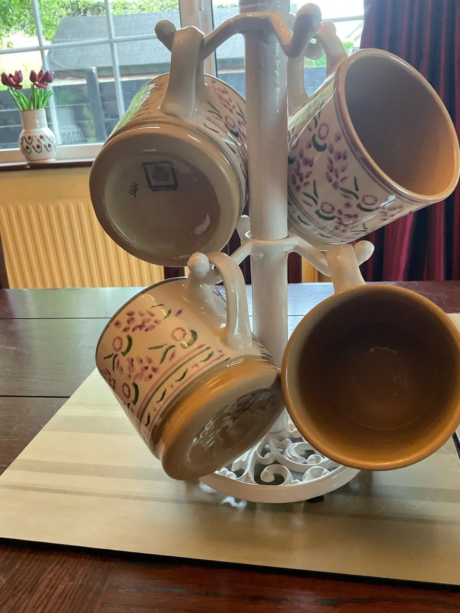 Nicholas Mosse 4 lavender mugs ,and mug tree - Image 1