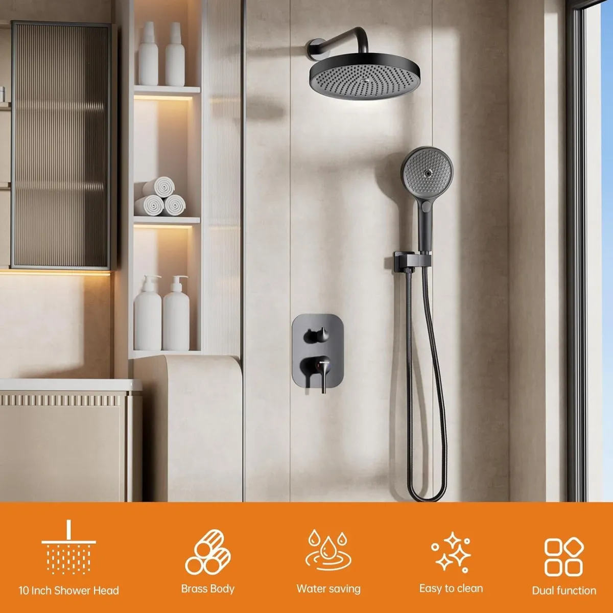 Concealed Shower Mixer Set with Rainfall Head - Image 3