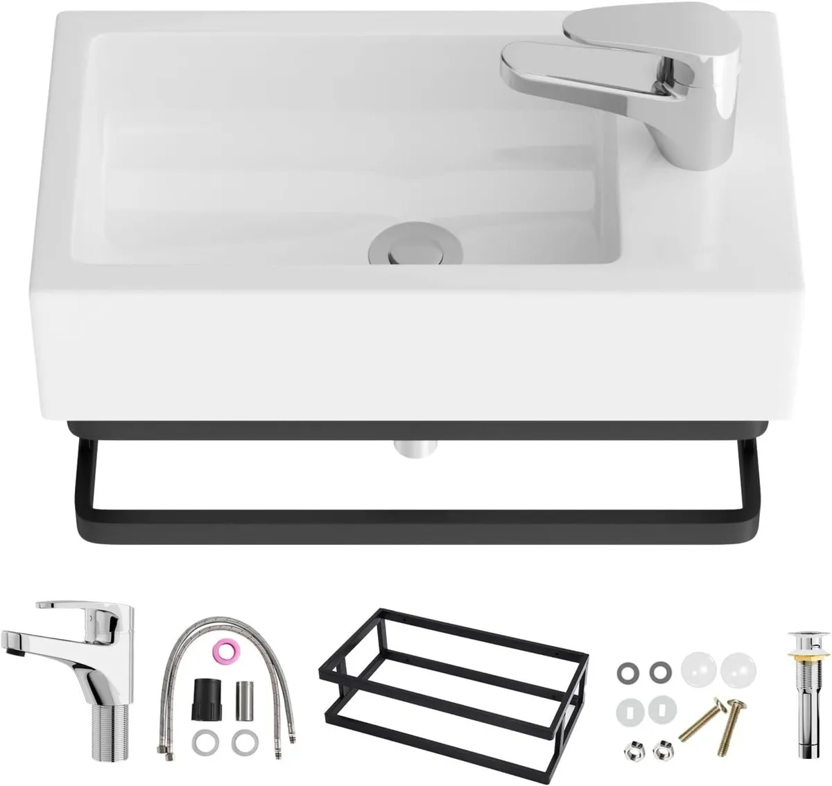 Wall Hung Bathroom Basin Ceramic Wash Modern - Image 1