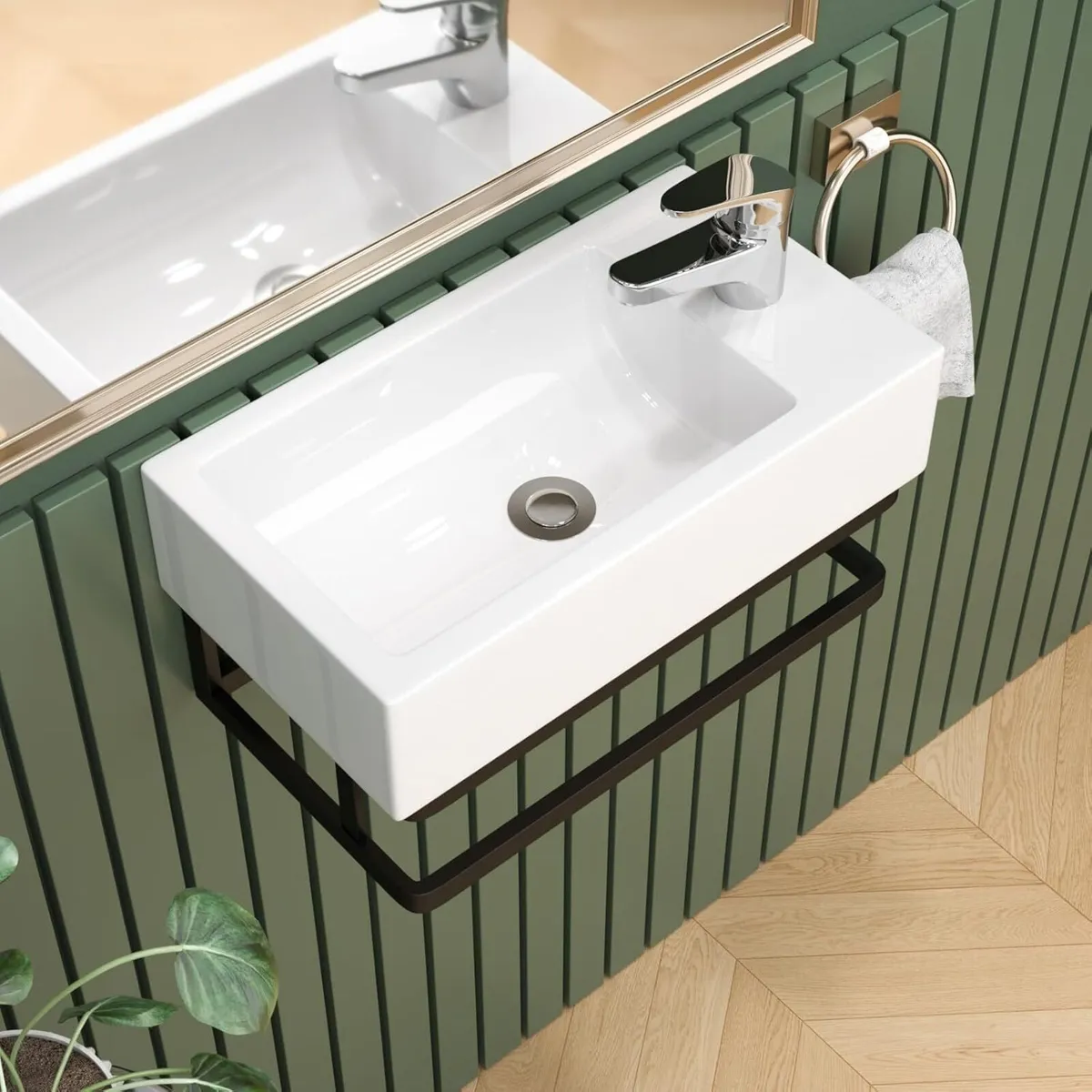 Wall Hung Bathroom Basin Ceramic Wash Modern - Image 2