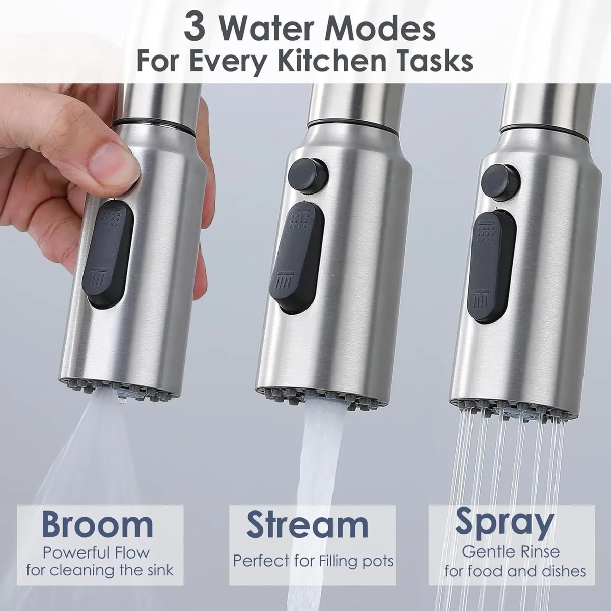 Kitchen Mixer Tap with Pull Out Spray Single - Image 4