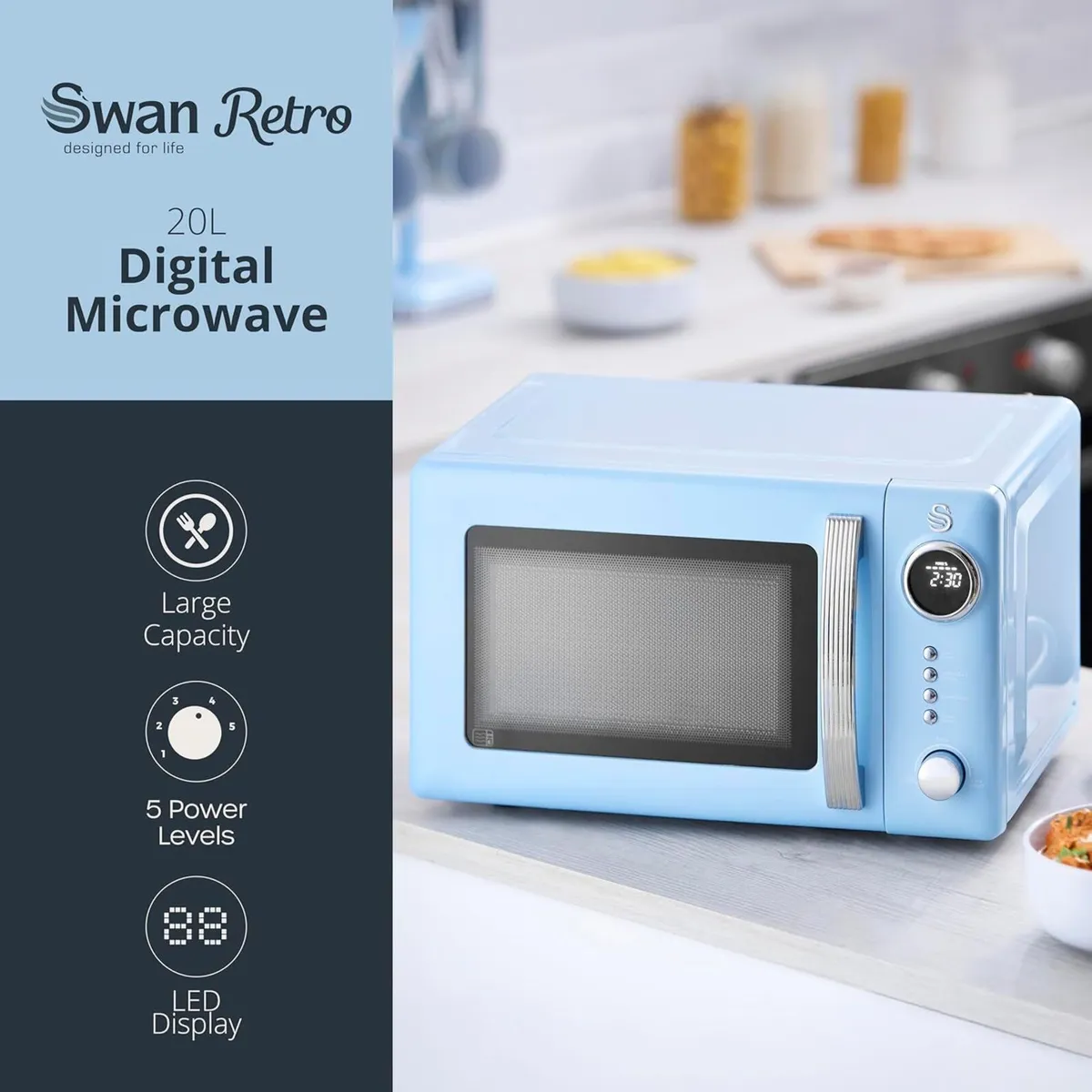 Retro 20L Digital Microwave 5 Power Levels 12 - Image 2
