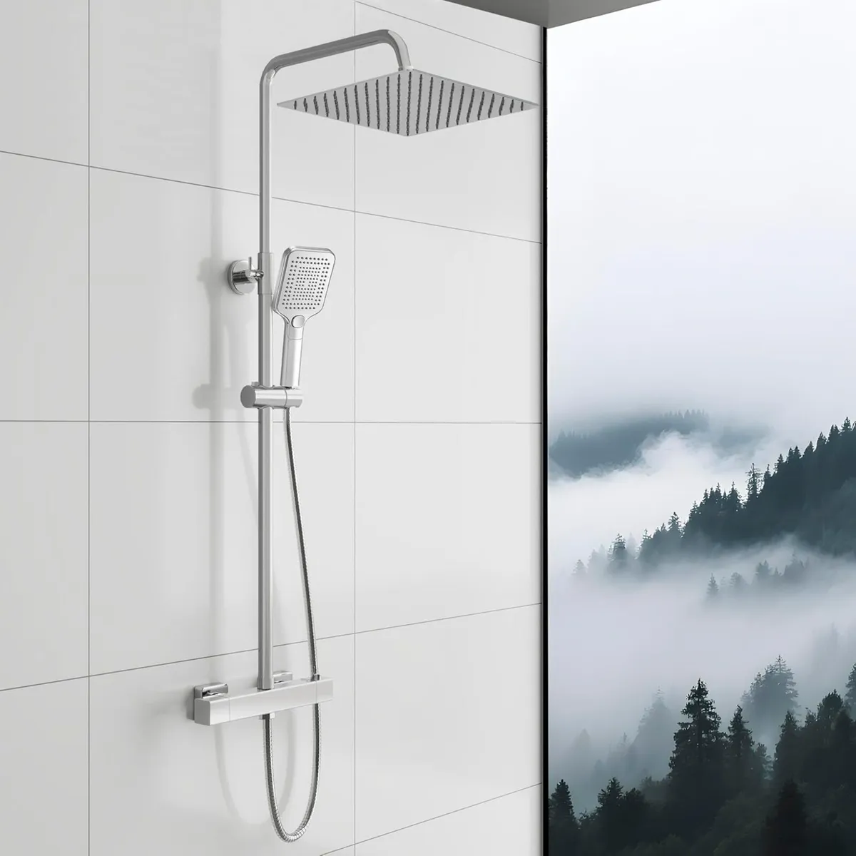 Thermostatic Bar Shower Mixer Set 12" Rainfall - Image 1