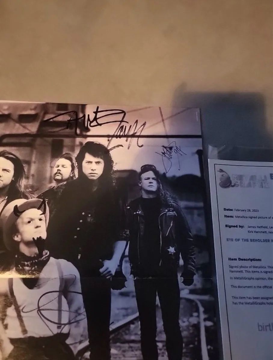 Metallica Magazine Poster Signed By Full Band Rare - Image 3