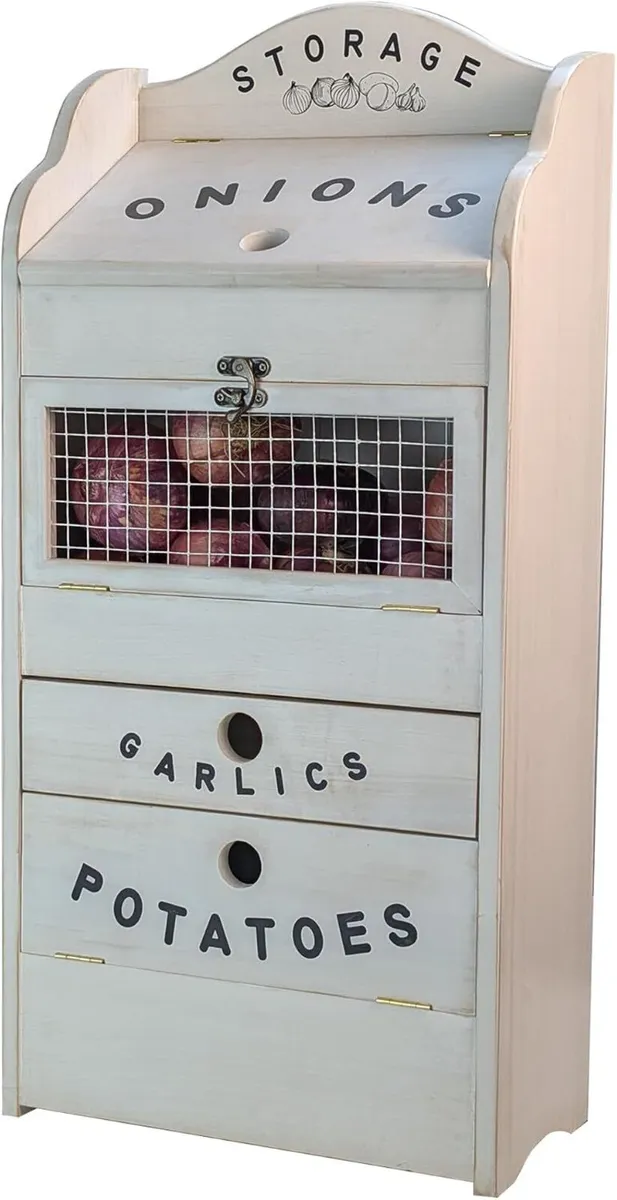 Pine Wood Veggie Bin for Potato Onion - Image 1