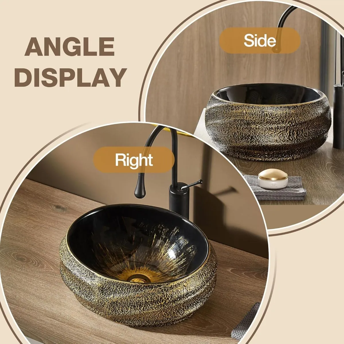 Oval Bathroom Vessel Sink Antique Pattern Design - Image 4