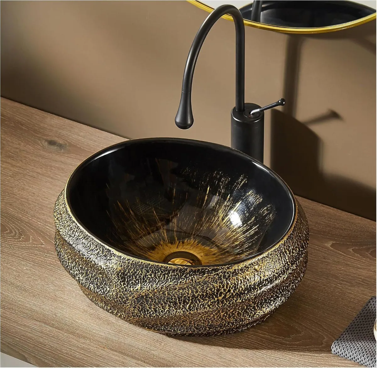 Oval Bathroom Vessel Sink Antique Pattern Design - Image 1