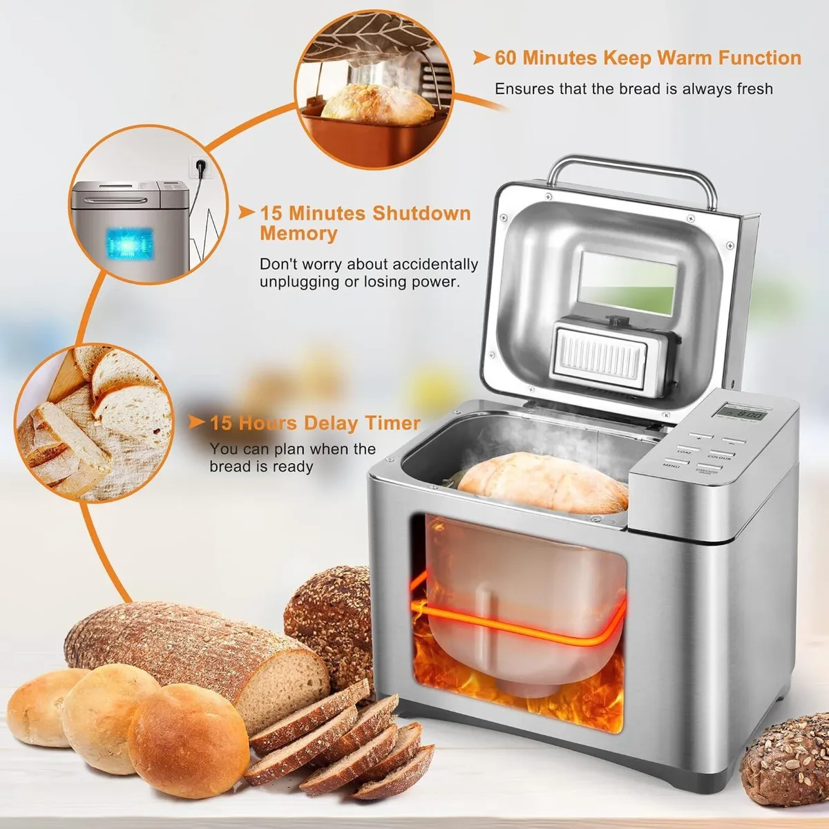 Bread Maker Machines 19 in 1 Stainless Steel - Image 3