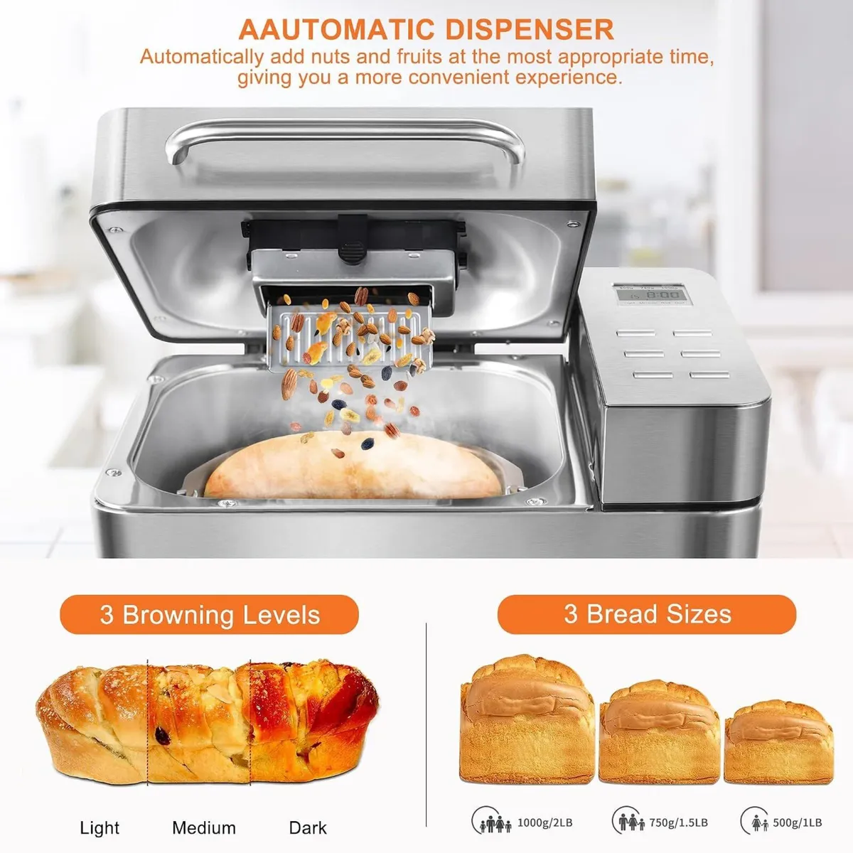 Bread Maker Machines 19 in 1 Stainless Steel - Image 2